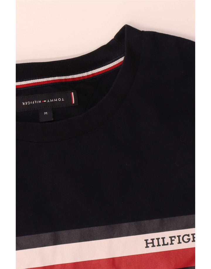 Tommy Hilfiger Herren-T-Shirt-Oberteil aus mittelblauer, gestreifter Baumwolle