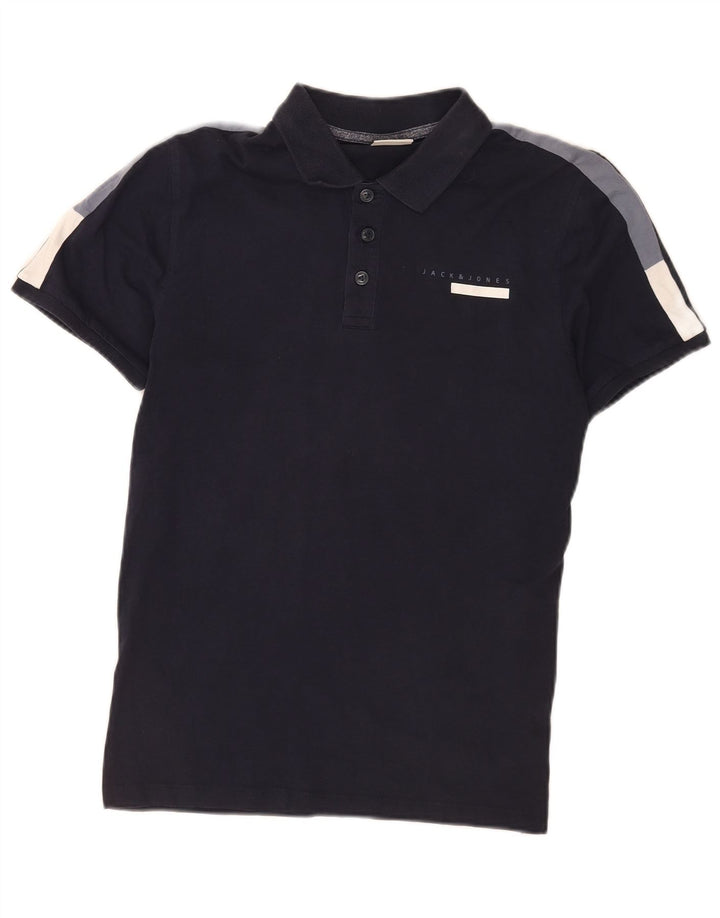 Jack & Jones Herren-Poloshirt, klein, marineblau, Colourblock-Baumwolle