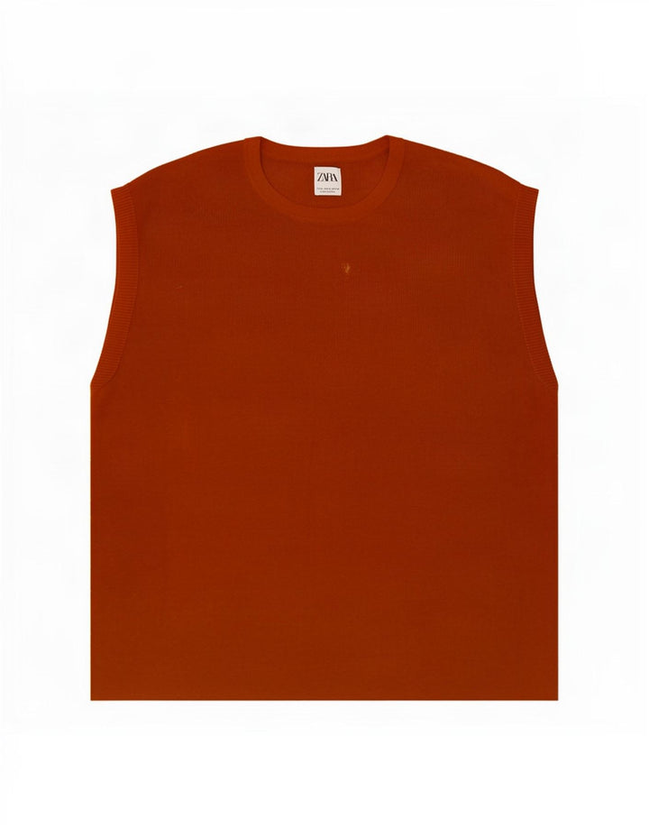 Zara Herren Weste Top XL Orange Baumwolle