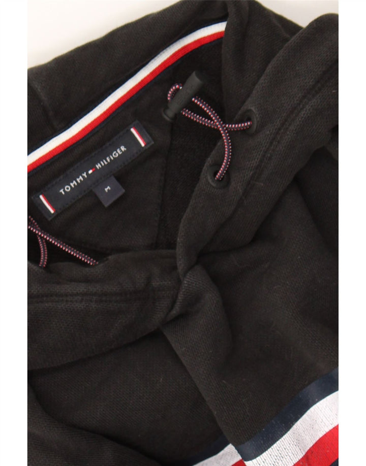 TOMMY HILFIGER Mens Graphic Hoodie Jumper Medium Black Cotton Vintage Tommy Hilfiger and Second-Hand Tommy Hilfiger from Messina Hembry 