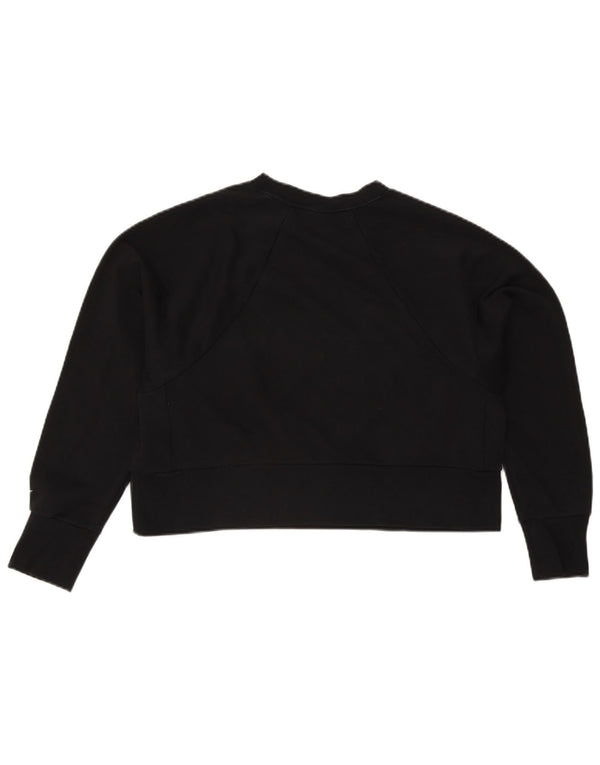 Nike Damen Crop Graphic Sweatshirt Pullover UK 14 Mittelschwarzes Polyester
