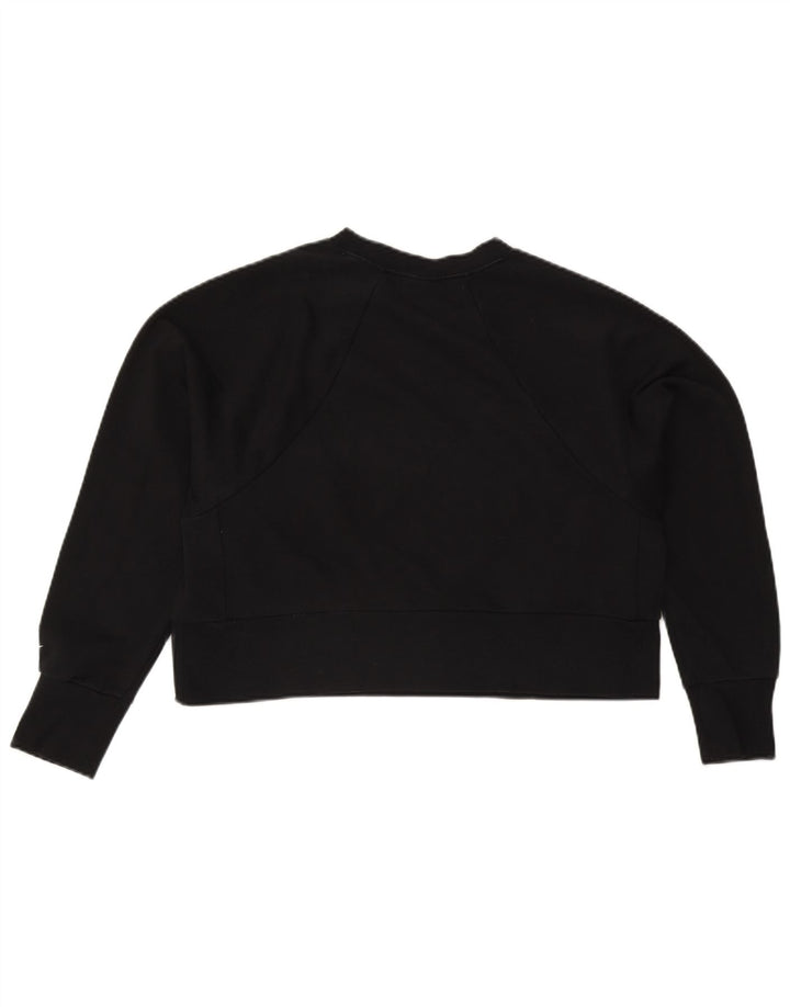 Nike Damen Crop Graphic Sweatshirt Pullover UK 14 Mittelschwarzes Polyester