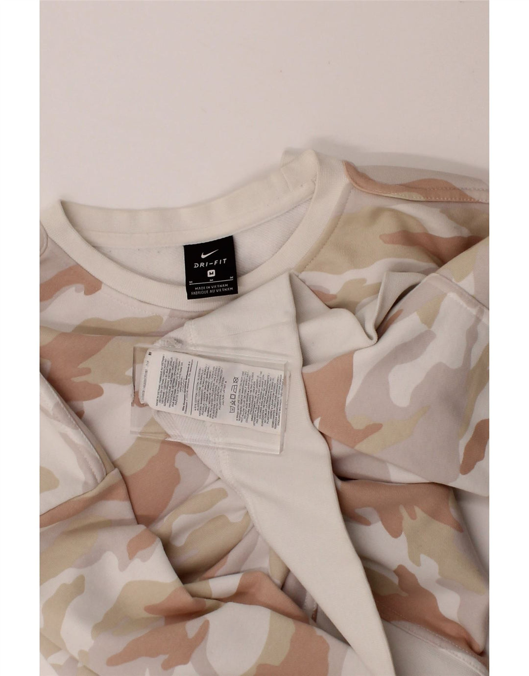 NIKE Womens Dri Fit Oversized Sweatshirt Jumper UK 14 Medium Off White Vintage Nike and Second-Hand Nike from Messina Hembry 
