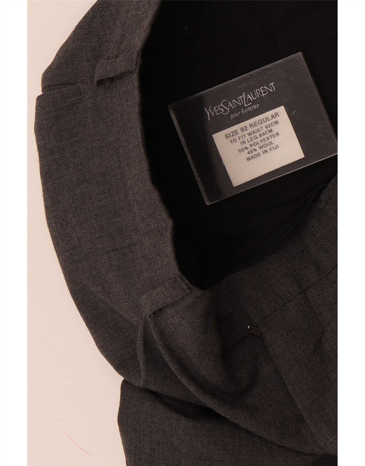 Gerade Herren-Anzughose von Yves Saint Laurent, W36, L30, grau, Polyester