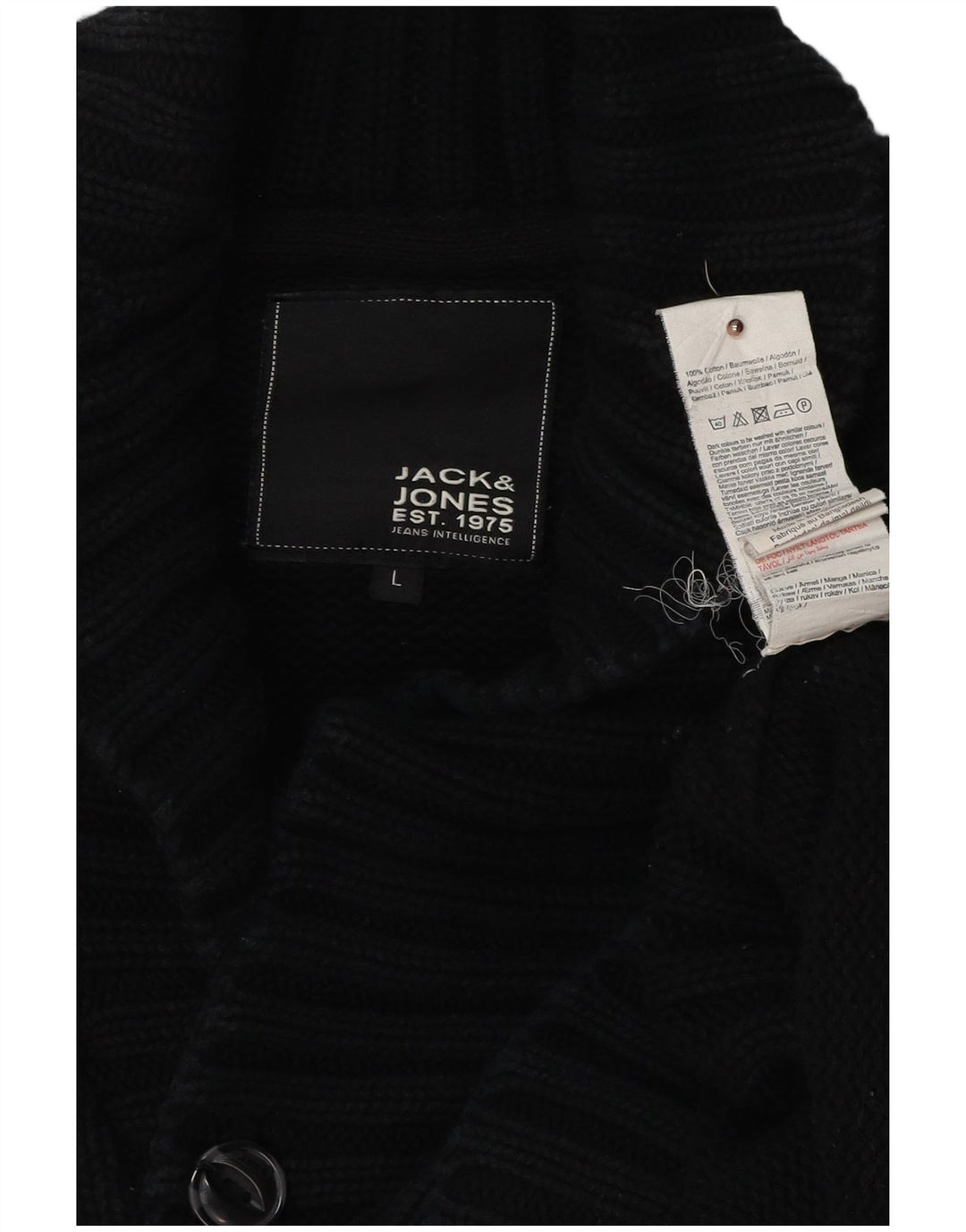 JACK & JONES Herren-Strickjacke, groß, schwarze Baumwolle