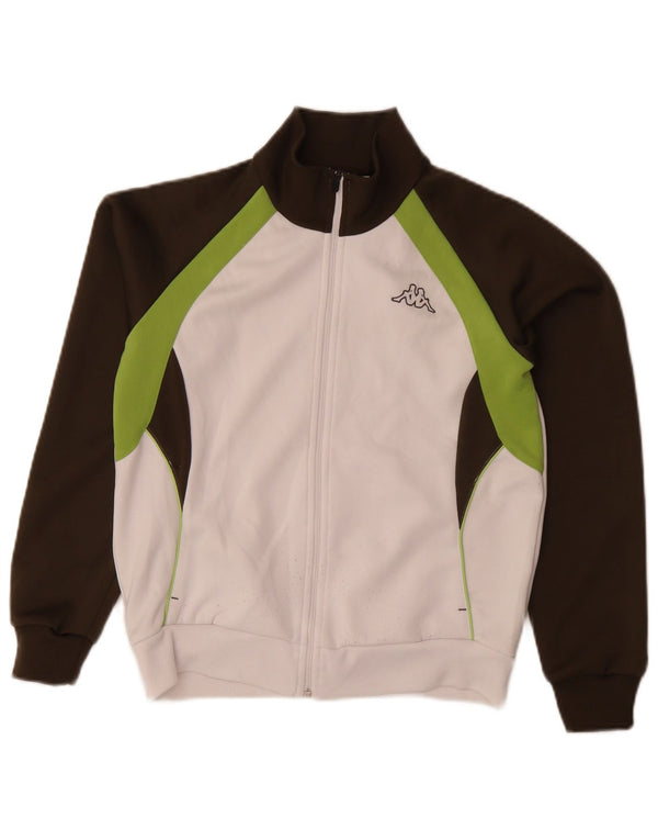 Kappa Damen-Trainingsanzug-Oberteiljacke UK 14 Mittelweißes Colourblock-Polyester
