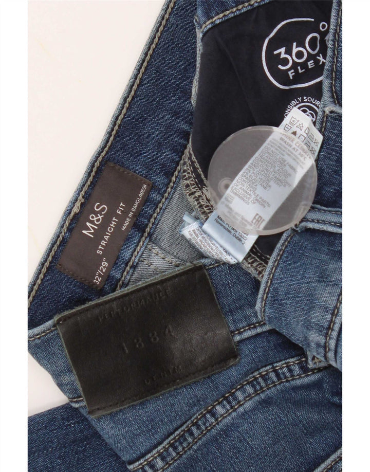 Marks & Spencer Herren Straight Jeans W32 L29 Blaue Baumwolle