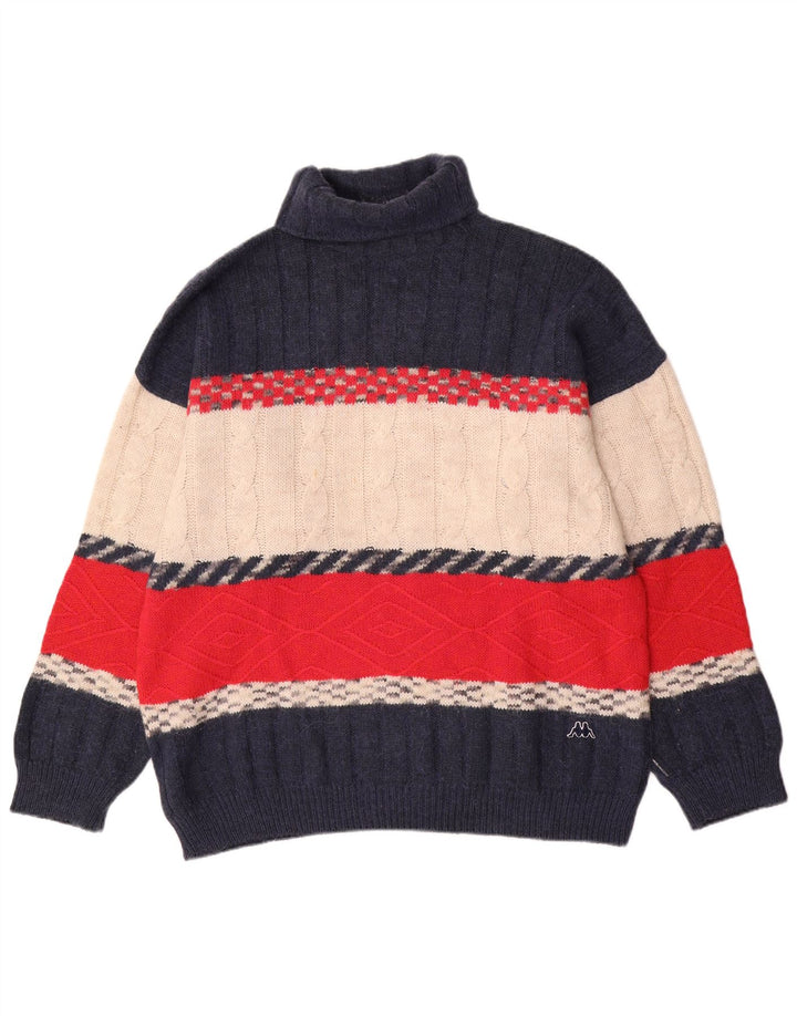 Kappa Herren-Pullover mit Rollkragen, XL, marineblau, Colourblock-Wolle