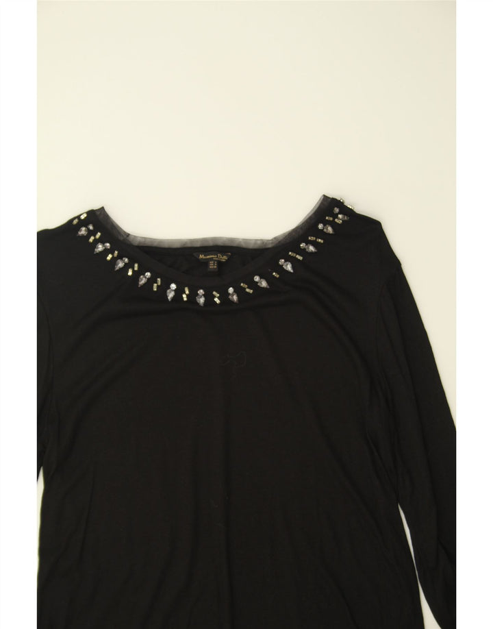 MASSIMO DUTTI Womens Top Long Sleeve UK 10 Small Black Cotton Vintage Massimo Dutti and Second-Hand Massimo Dutti from Messina Hembry 