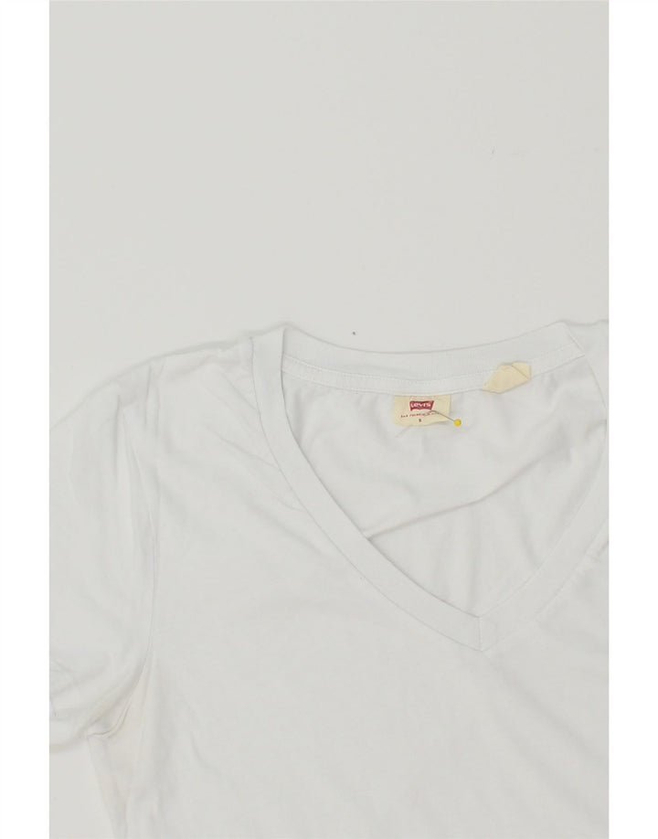 LEVI'S Womens T-Shirt Top UK 10 Small White Cotton Vintage Levi's and Second-Hand Levi's from Messina Hembry 