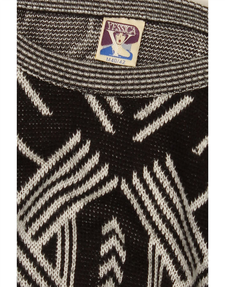 YESSICA Womens Boat Neck Jumper Sweater Size  40/42 Medium Black Geometric Vintage Yessica and Second-Hand Yessica from Messina Hembry 