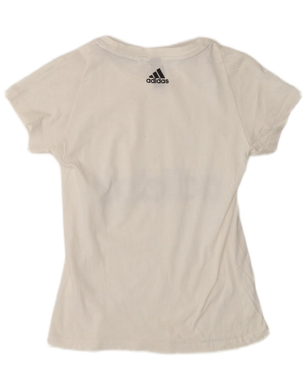 Adidas Damen Graphic T-Shirt Top UK 10 Small Weiß