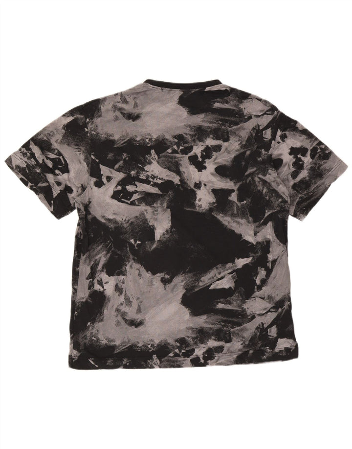 Reebok Herren T-Shirt mit abstraktem Muster, groß, aus schwarzer Baumwolle