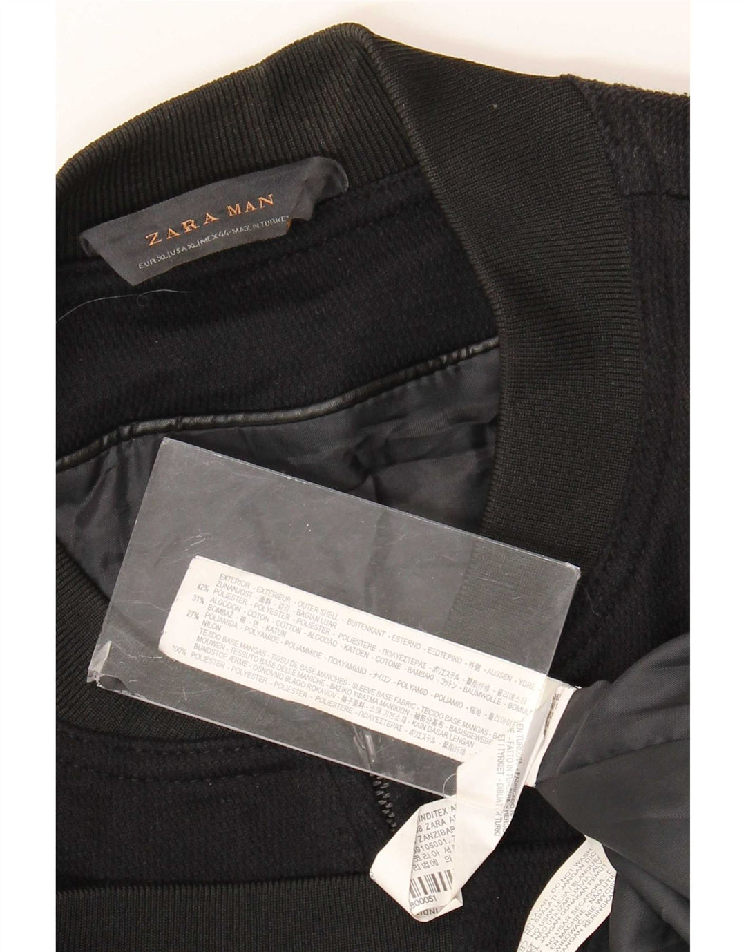 Zara Herren Bomberjacke UK 42 XL Schwarz Polyester