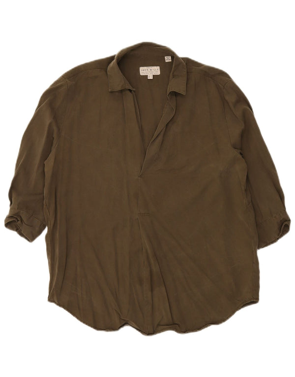 Jack Wills Damen-Blusenoberteil mit 3/4-Ärmeln, übergroß, UK 4 XS, Khaki, Lyocell