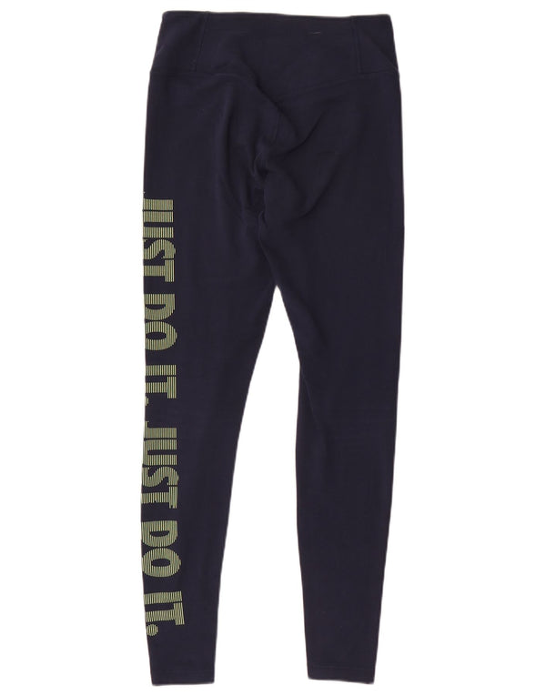 Nike Damen Dri Fit Graphic Leggings UK 6 XS Marineblau
