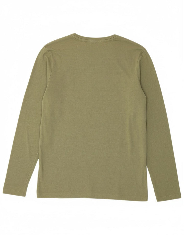 JACK & JONES Mens Graphic Top Long Sleeve Medium Khaki Cotton