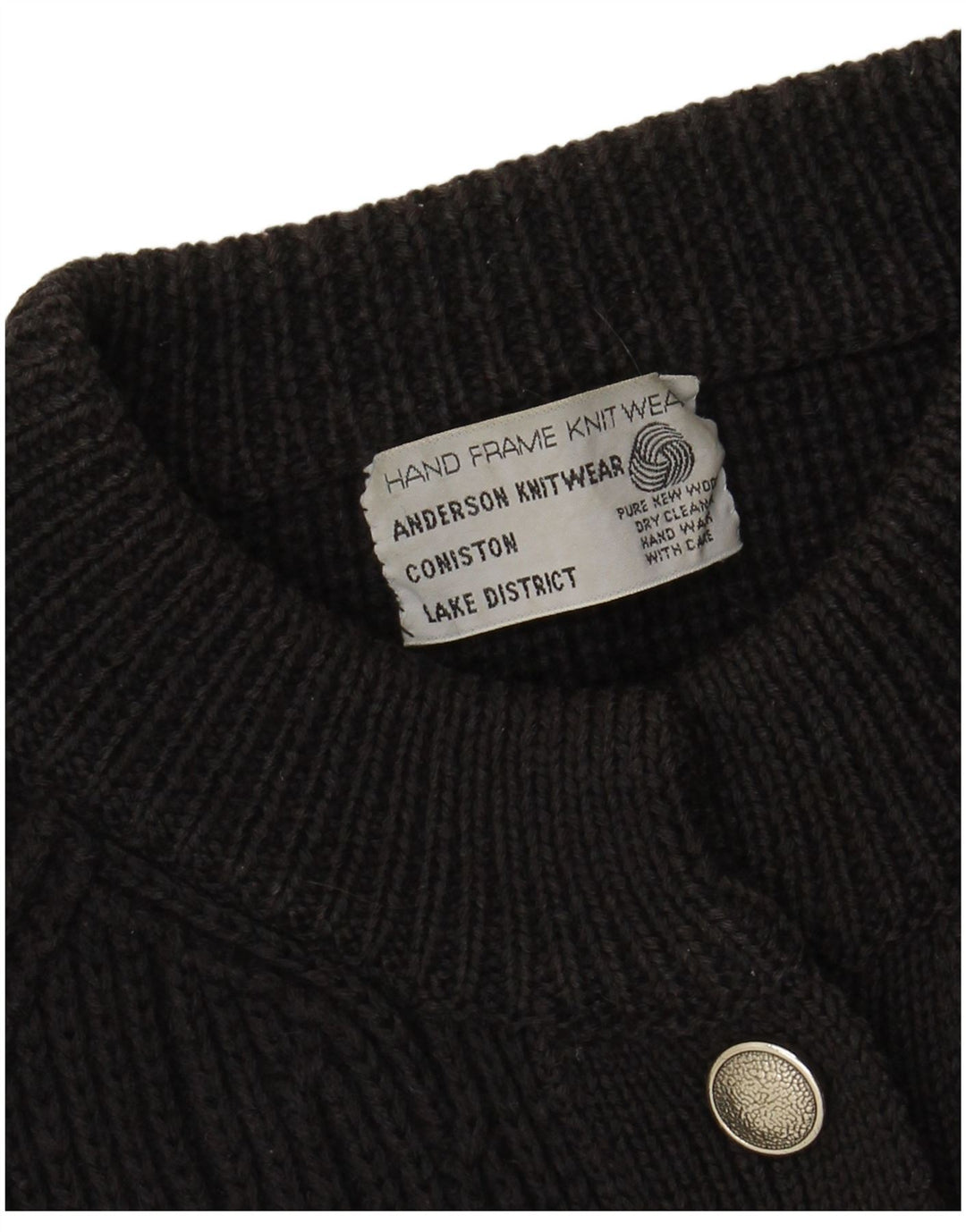 VINTAGE Damen Strickjacke Pullover UK 16 Große schwarze Schurwolle