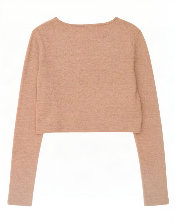 Zara Damen Crop Cardigan Top UK 12 Mittelrosa Viskose