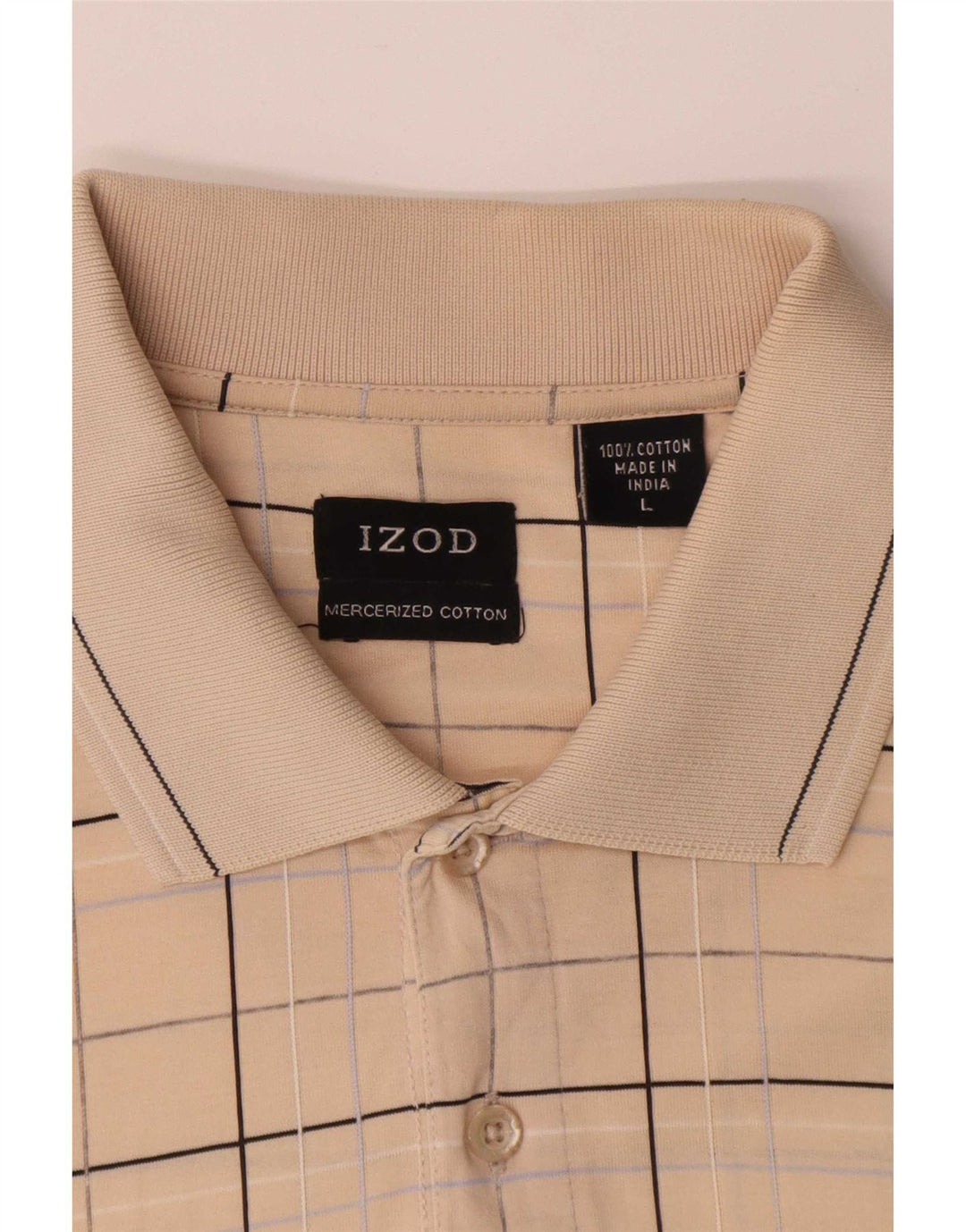 Izod Herren-Poloshirt, groß, beige kariert, Baumwolle