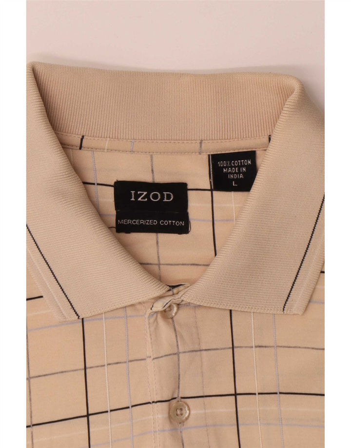 Izod Herren-Poloshirt, groß, beige kariert, Baumwolle