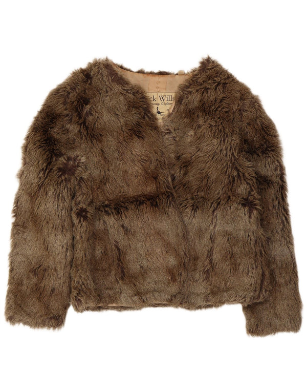 Jack Wills Bolero-Jacke aus Kunstpelz für Damen, UK 12, Mittelbraun, Acryl
