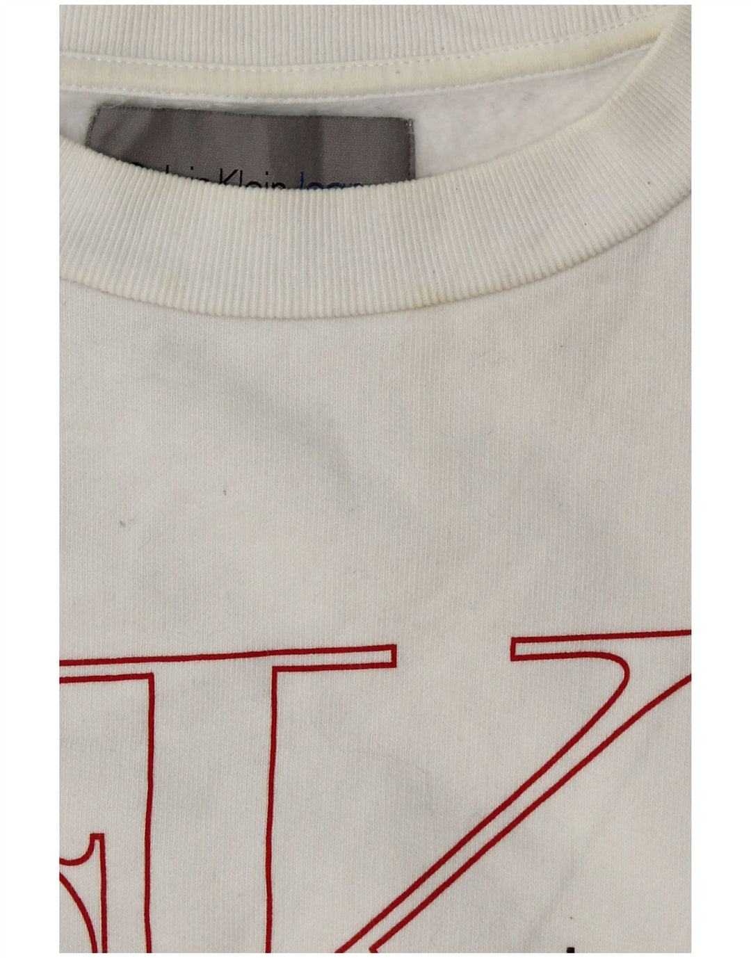 CALVIN KLEIN JEANS Damen Crop Graphic Sweatshirt Pullover UK 6 XS Weiß