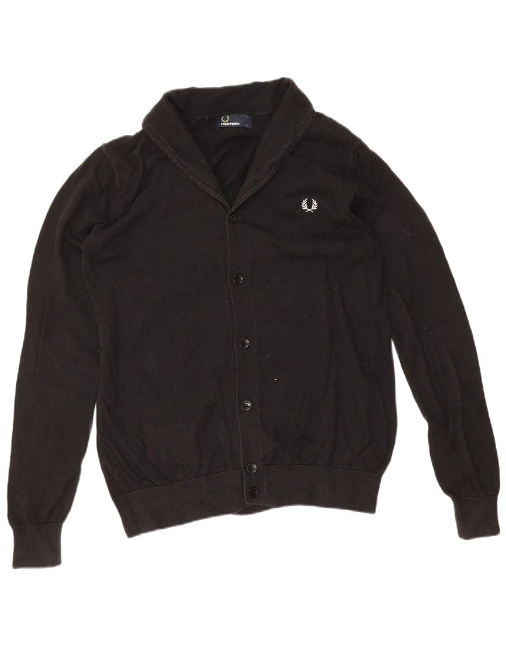 Fred Perry Jungen-Cardigan-Pullover, 13–14 Jahre, groß, schwarze Baumwolle