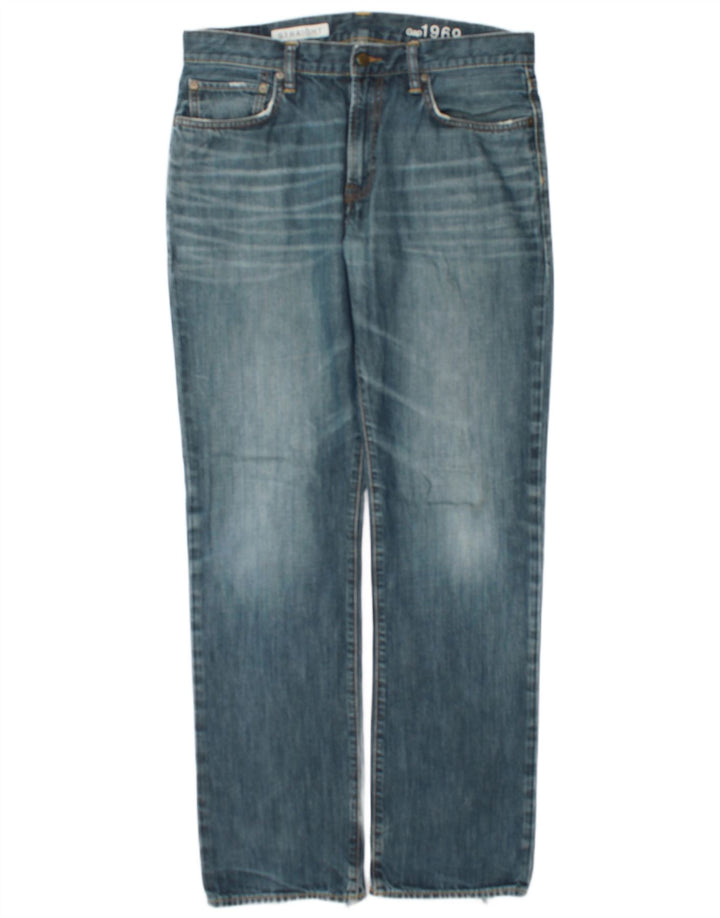 Gap Herren Straight Jeans W34 L34 Blaue Baumwolle