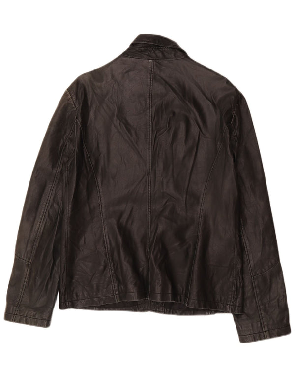 Vintage Damen Lederjacke UK 14 Mittelschwarzes Leder