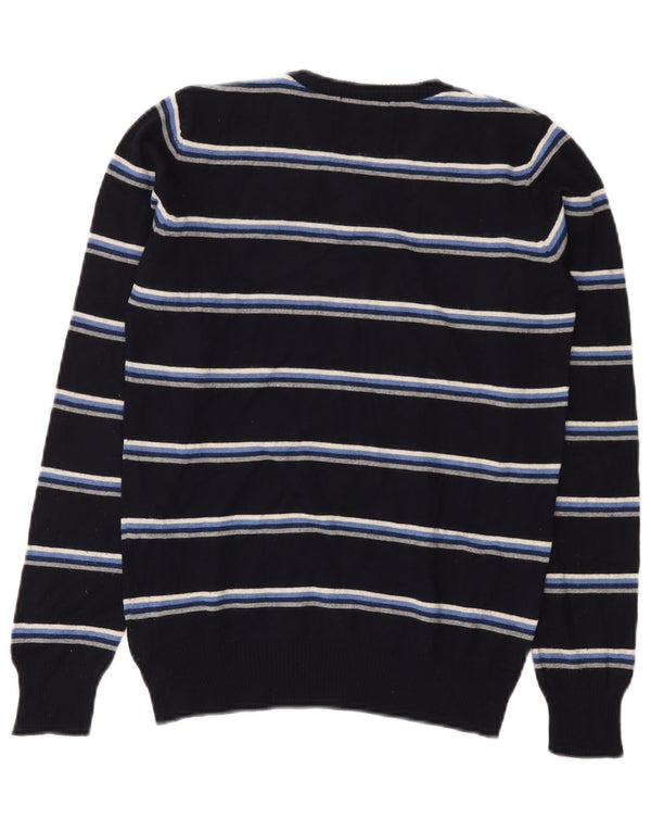 Woolrich Jungen-Pullover mit V-Ausschnitt, 11–12 Jahre, marineblau gestreifte Wolle