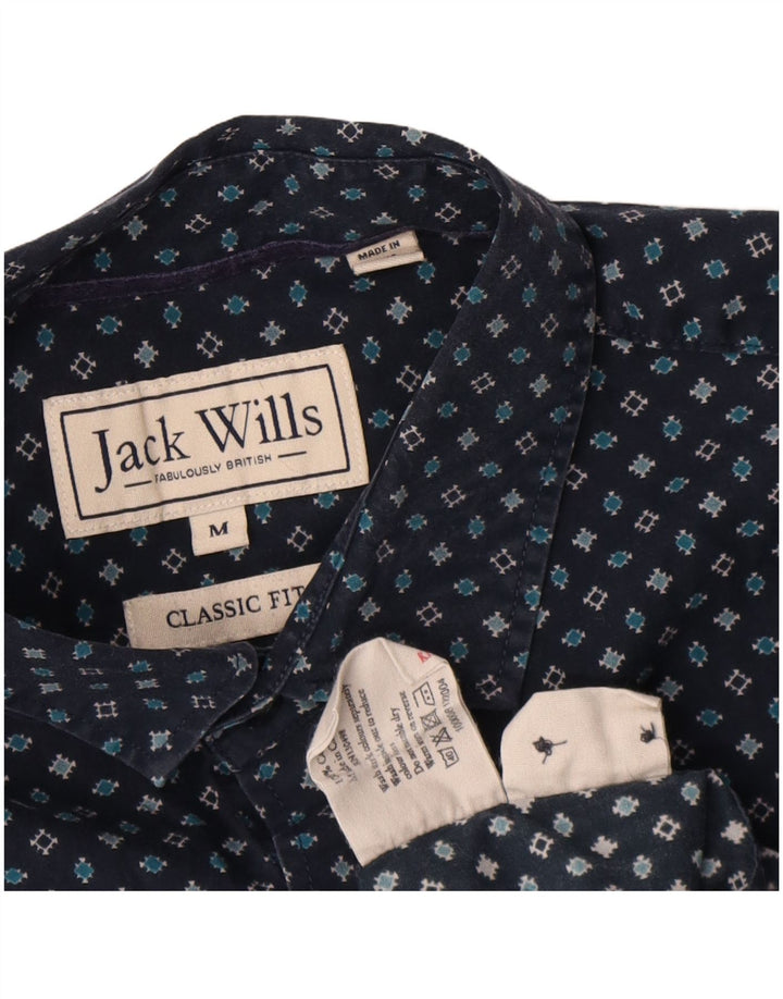 Jack Wills Herren-Hemd mit klassischer Passform, mittleres Marineblau aus geometrischer Baumwolle