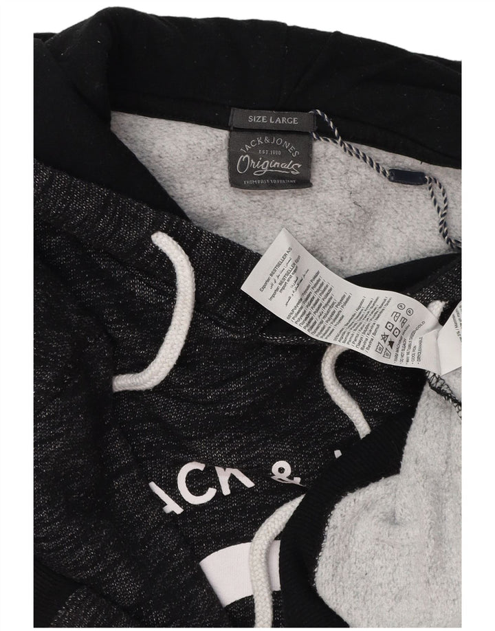 JACK & JONES Herren-Kapuzenpullover mit Grafik, groß, grau meliert, Polyester