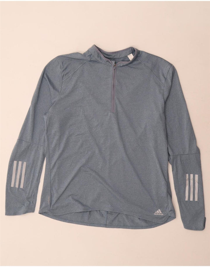 Adidas Damen Climalite Zip Neck Pullover Trainingsanzug Top UK 20/22 XL Grau