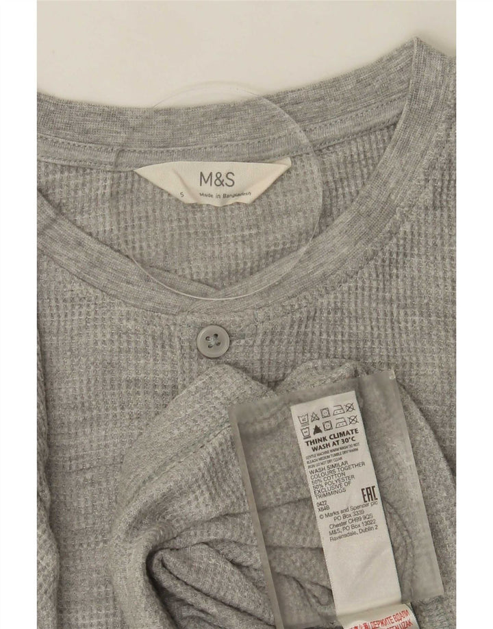 Marks & Spencer Herren-Oberteil, langärmelig, Größe S, Grau, Baumwolle