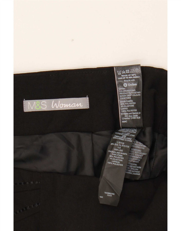 Marks & Spencer Damen Trompetenrock UK 10 Small W29 Schwarz Polyester