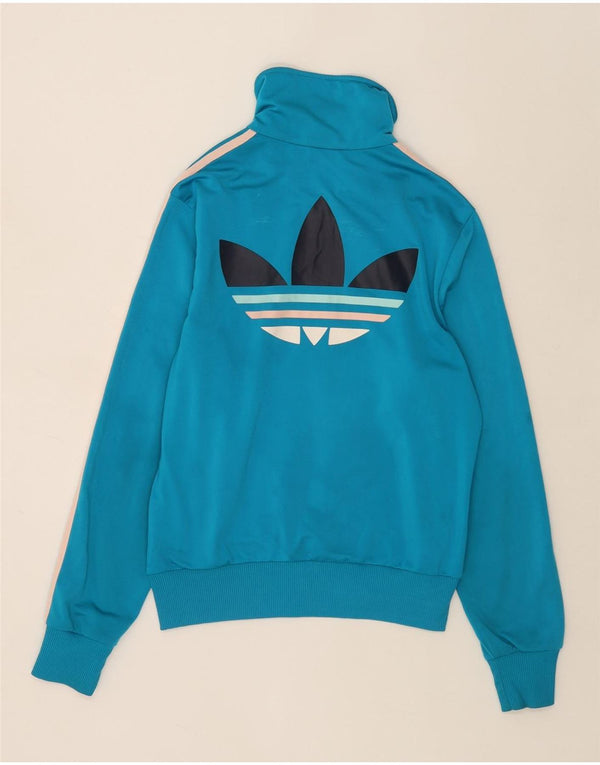 Adidas Damen Graphic Trainingsanzug Top Jacke UK 16 Large Blau Polyester