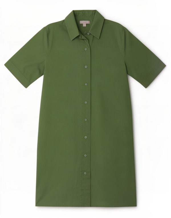 Cos Damen Kurzarm-Oversize-Hemdkleid EU 34 XS Grüne Baumwolle