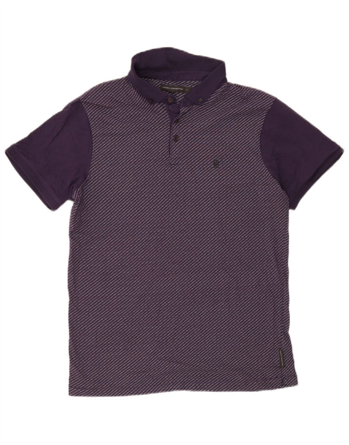 French Connection Herren-Poloshirt, groß, lila, gestreift, Baumwolle