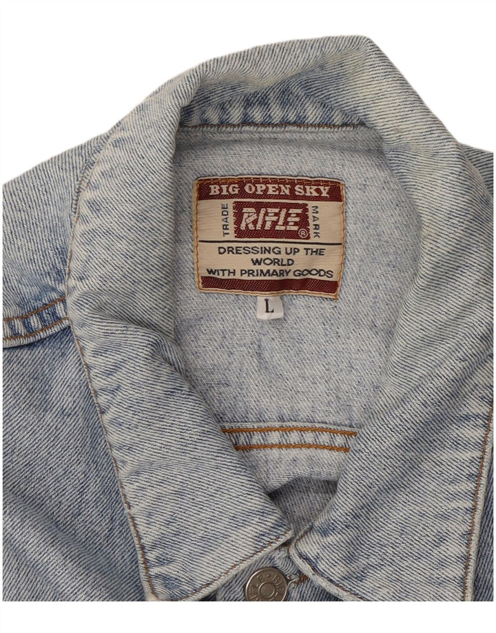 RIFLE Mens Denim Jacket UK 40 Large Blue