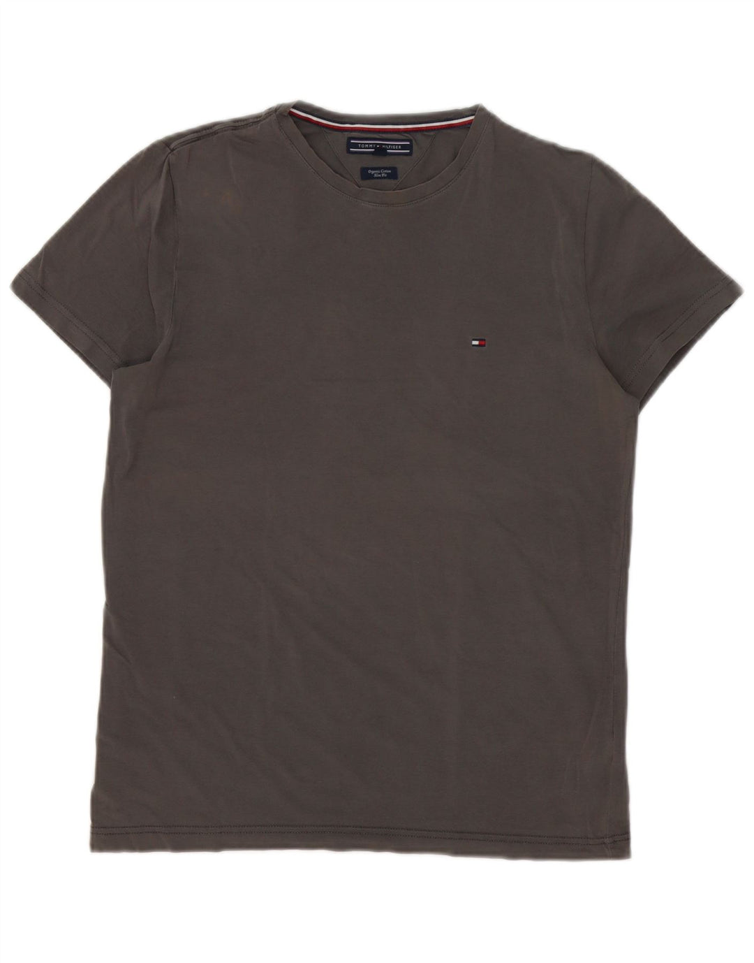 Tommy Hilfiger Slim Fit T-Shirt-Oberteil für Herren aus mittelgrauer Baumwolle
