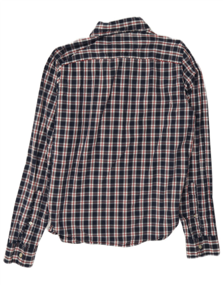 Hollister Herrenhemd aus Baumwolle, mittelgroß, marineblau, kariert
