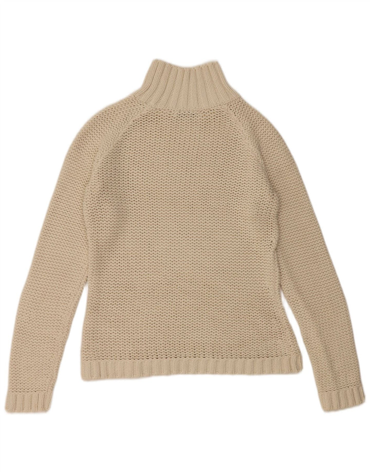 Eddie Bauer Damen-Pullover mit Rollkragen, Größe S, cremefarbene Baumwolle, UK 8