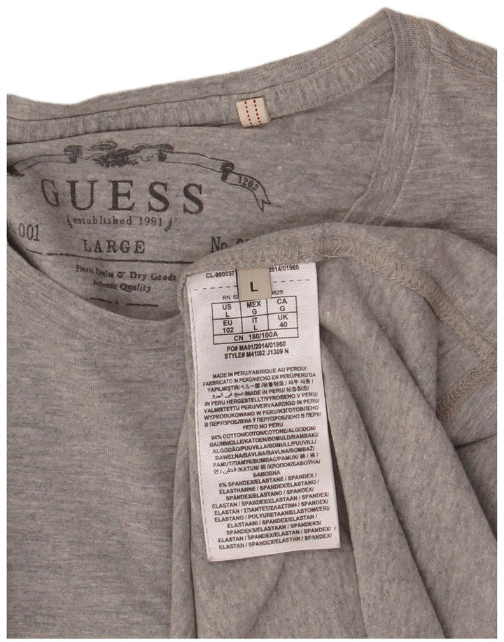 GUESS Mens Graphic T-Shirt Top Large Grey Cotton