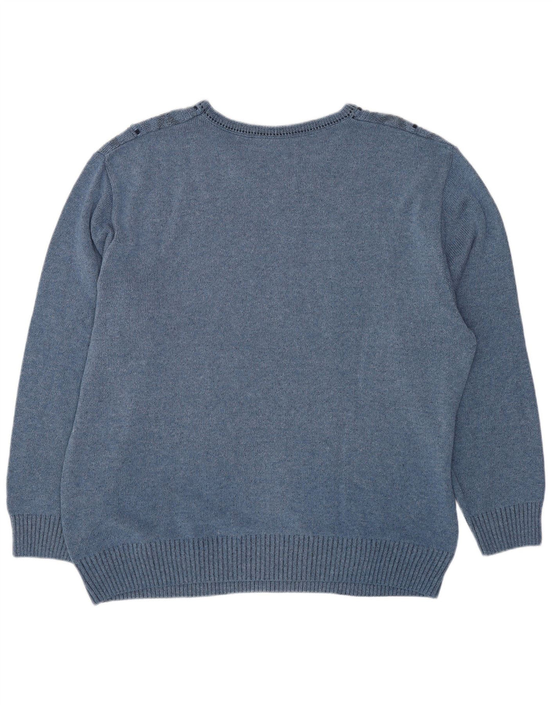 VINTAGE Herren V-Ausschnitt Pullover Pullover UK 44 XL Blaue geometrische Baumwolle