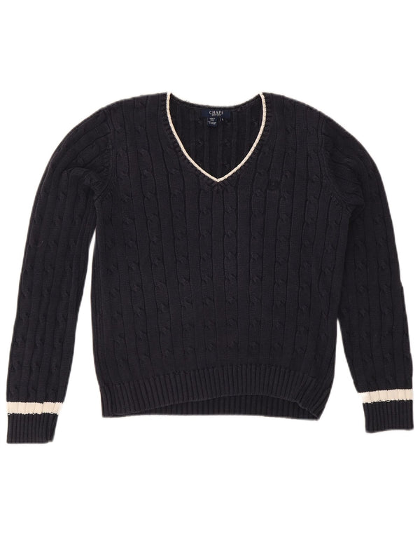 CHAPS Damen Crop V-Ausschnitt Pullover Pullover UK 10 Small Marineblau Baumwolle