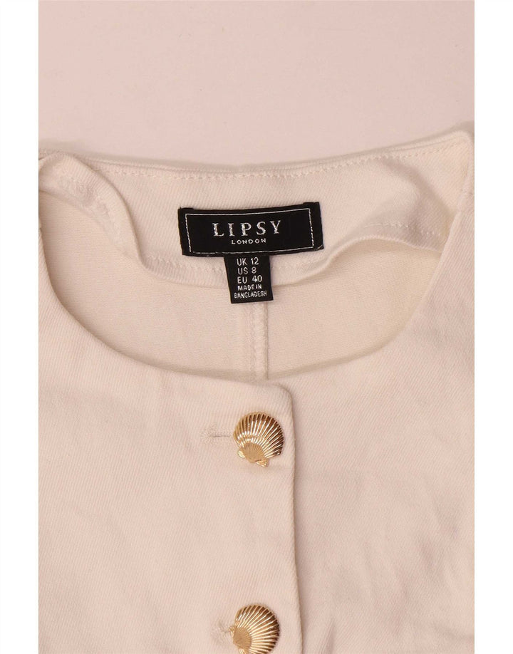 Lipsy Womens Crop 5 Button Blazer Jacke UK 12 Mittelweiße Baumwolle