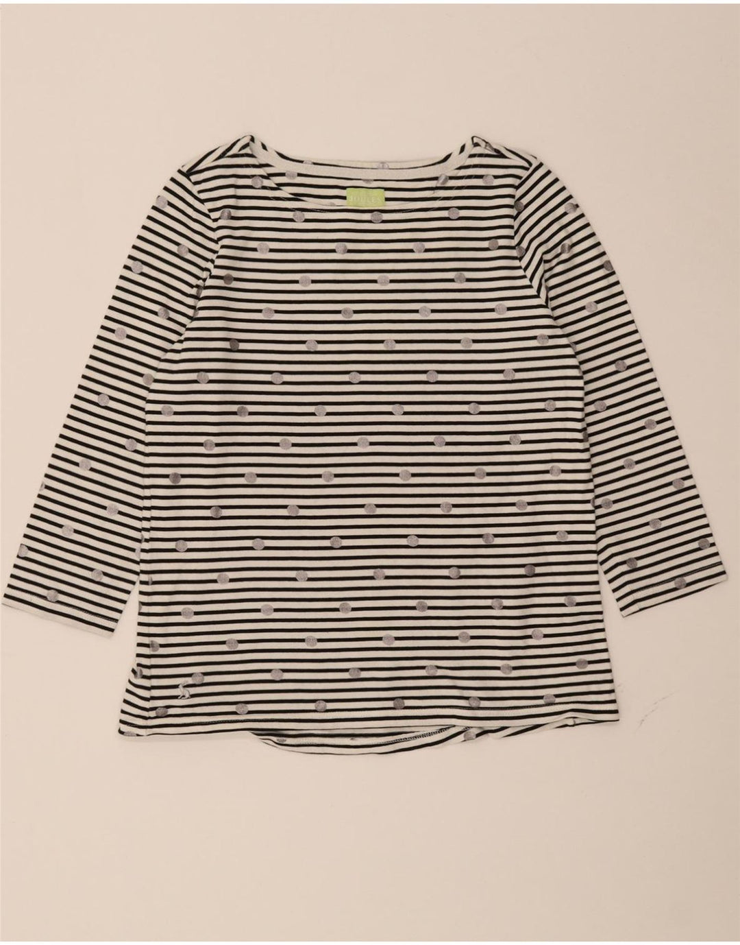 JOULES Womens Top 3/4 Sleeve UK 12 Medium  White Striped Cotton Vintage Joules and Second-Hand Joules from Messina Hembry 