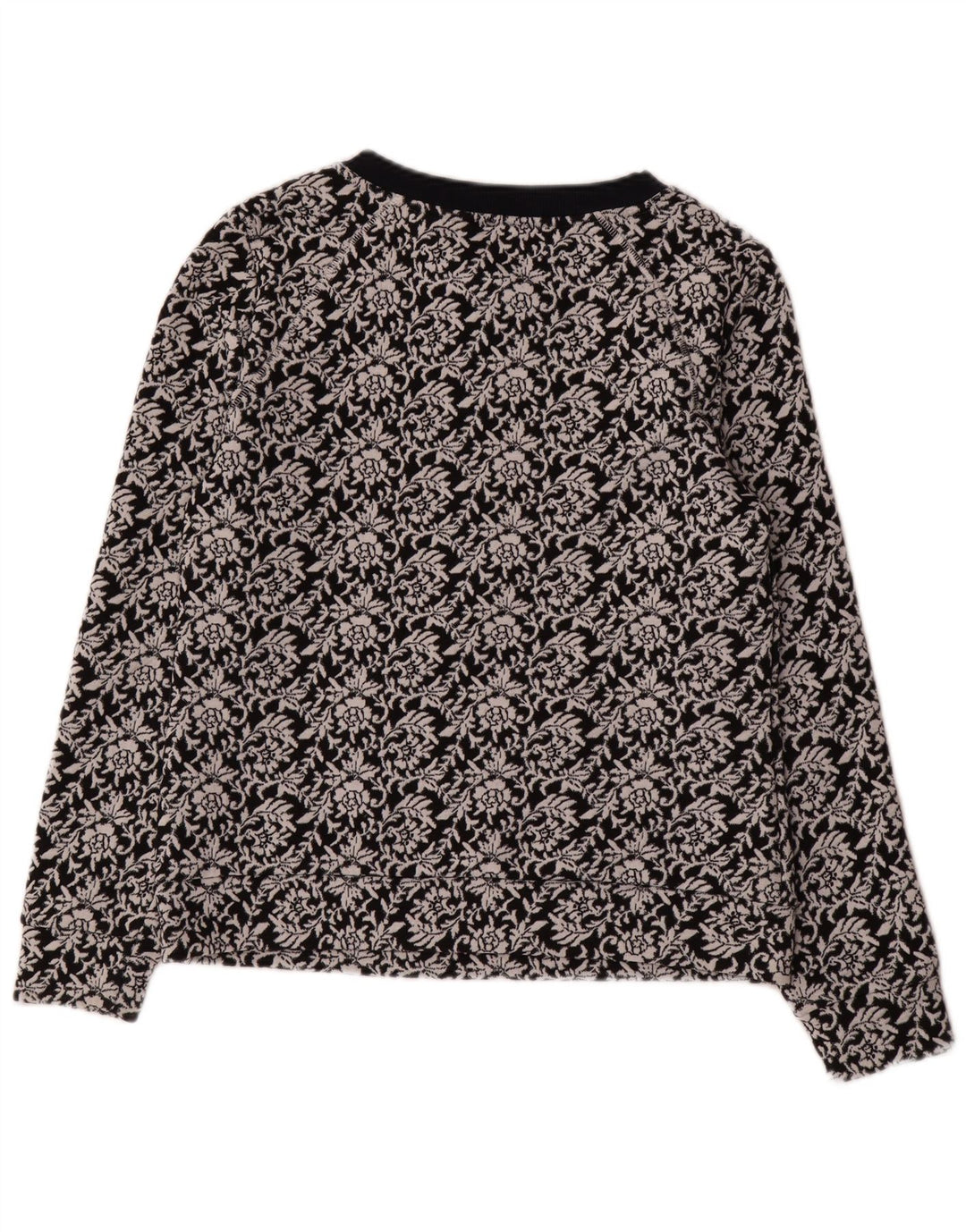 Ted Baker Damen-Sweatshirt-Pullover, Größe 2, klein, schwarze Baumwolle mit Blumenmuster
