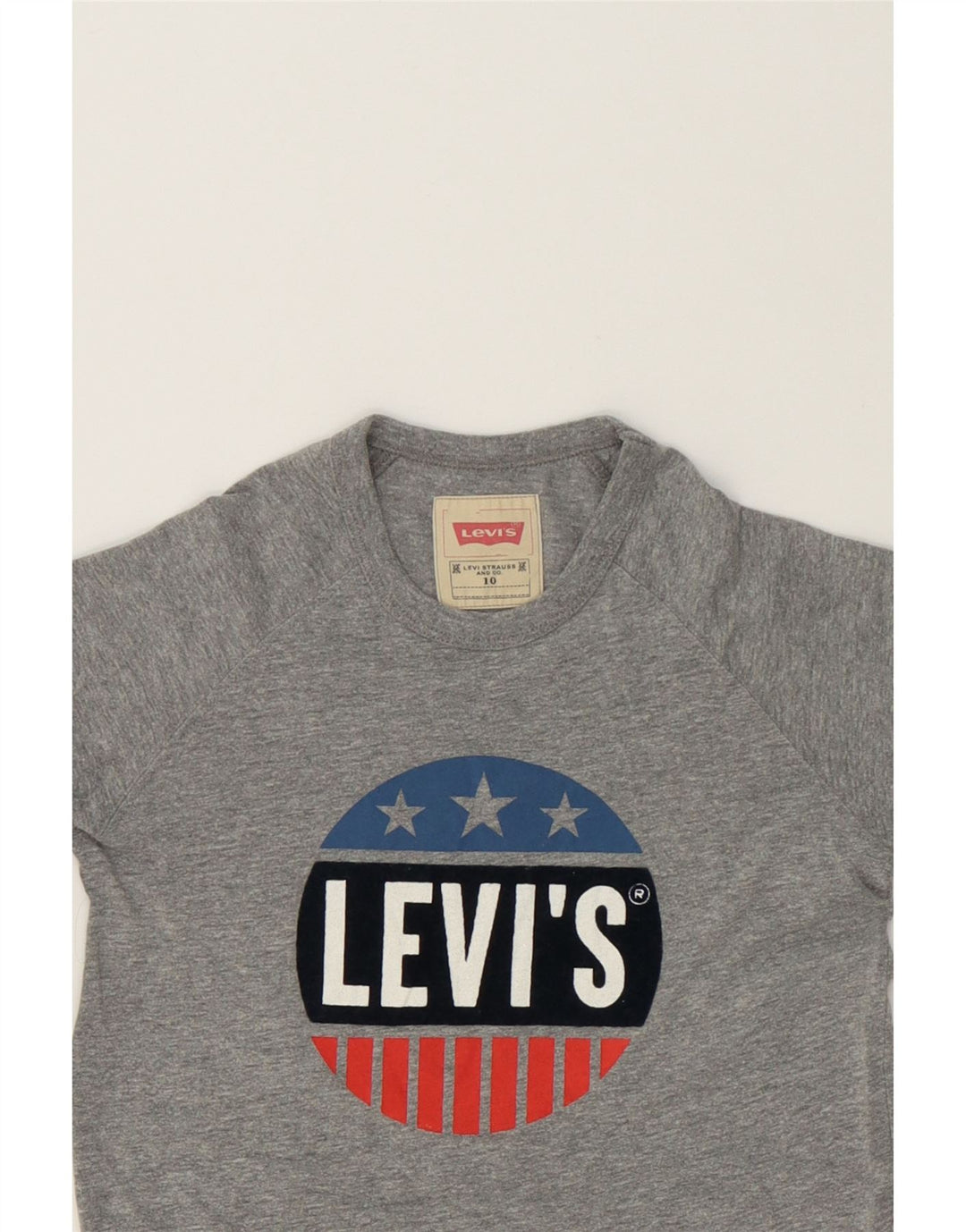LEVI'S Boys Graphic Top Long Sleeve 9-10 Years Grey Cotton Vintage Levi's and Second-Hand Levi's from Messina Hembry 